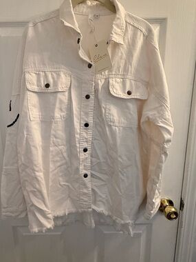 Elan Off-White Oversized Utility Shirt Jacket